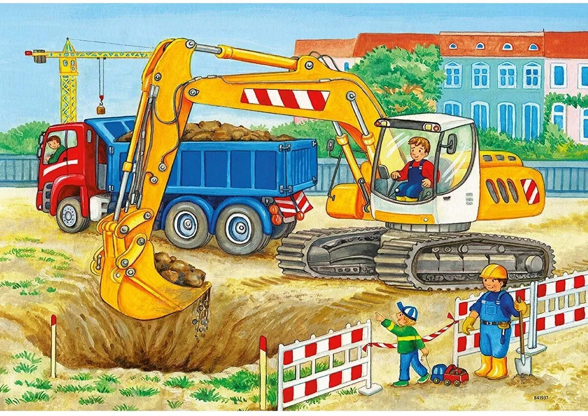 Ravensburger Op de bouwplaats en boerderij Puzzel