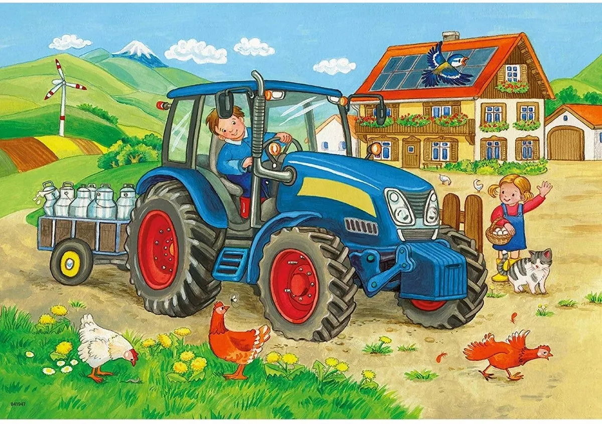 Ravensburger Op de bouwplaats en boerderij Puzzel - 2x12 Stuks - Multicolor