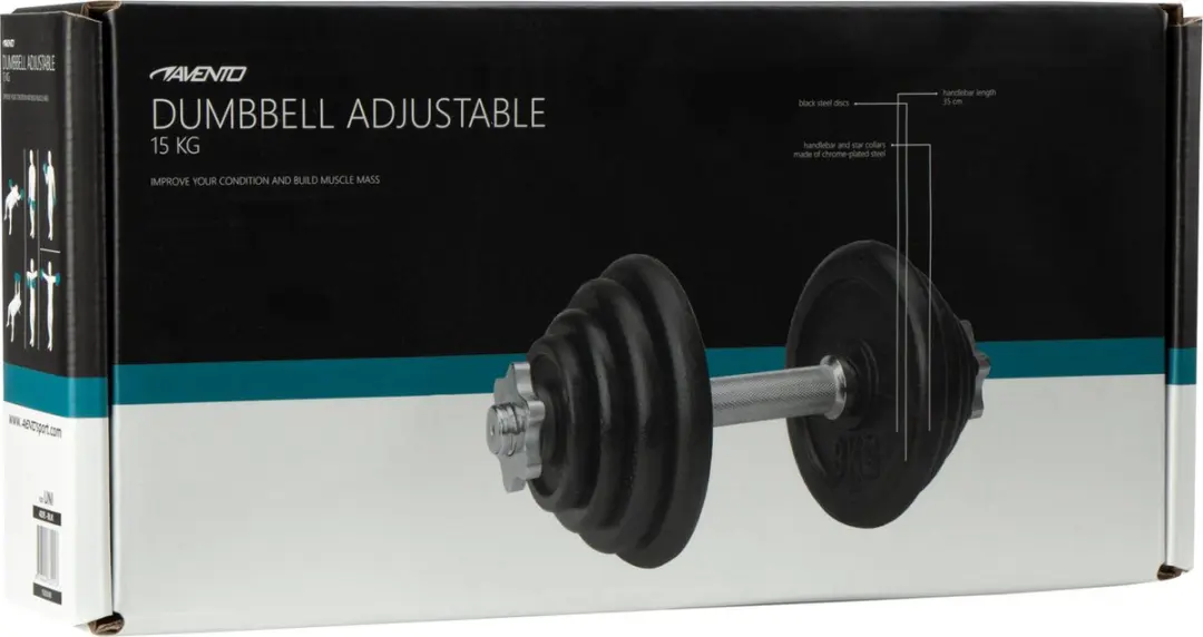 Avento Halter Verstelbaar Staal 15 kg - Zwart