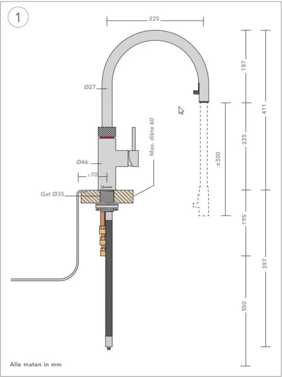 Quooker Flex Round Chroom FXRCHR Kokendwaterkraan - afbeelding 2 van 6