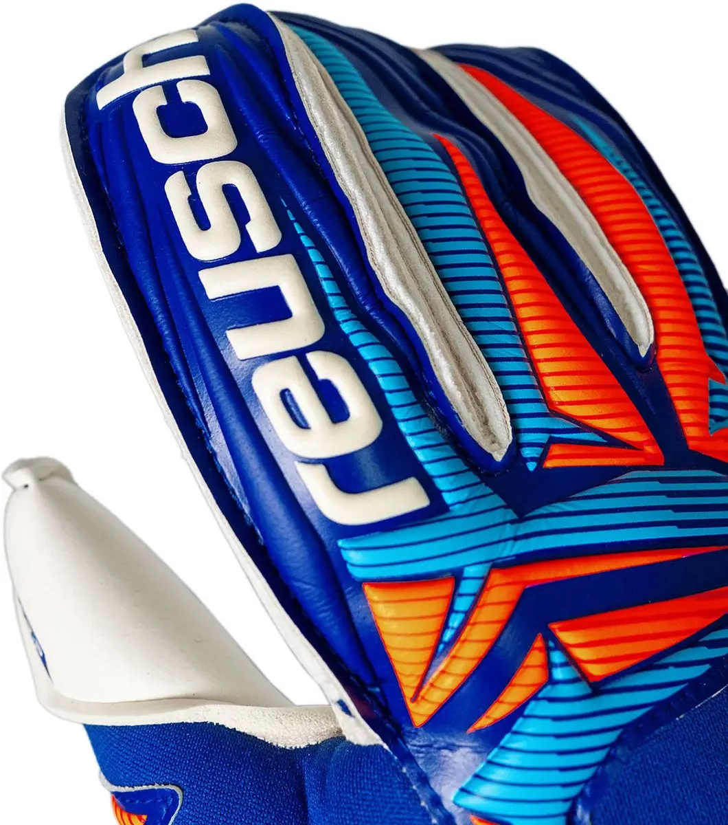 Reusch Attrakt Gold X Roll Finger Keepershandschoenen - Maat 8 - Blauwfluo/Orangewit - afbeelding 3 van 6