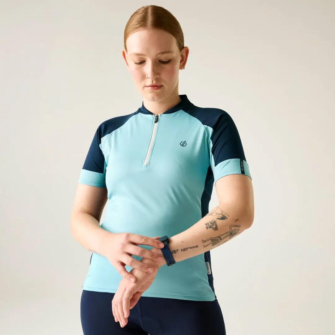 Dare 2b Dames Flutter Half Zip Fietsjersey 38 - Groente