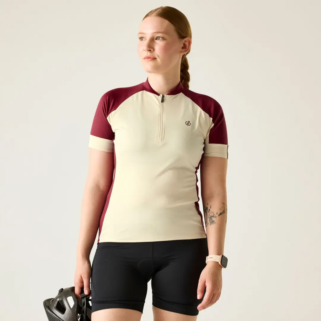 Dare 2b Dames Flutter Half Zip Fietsjersey 38 - Groente