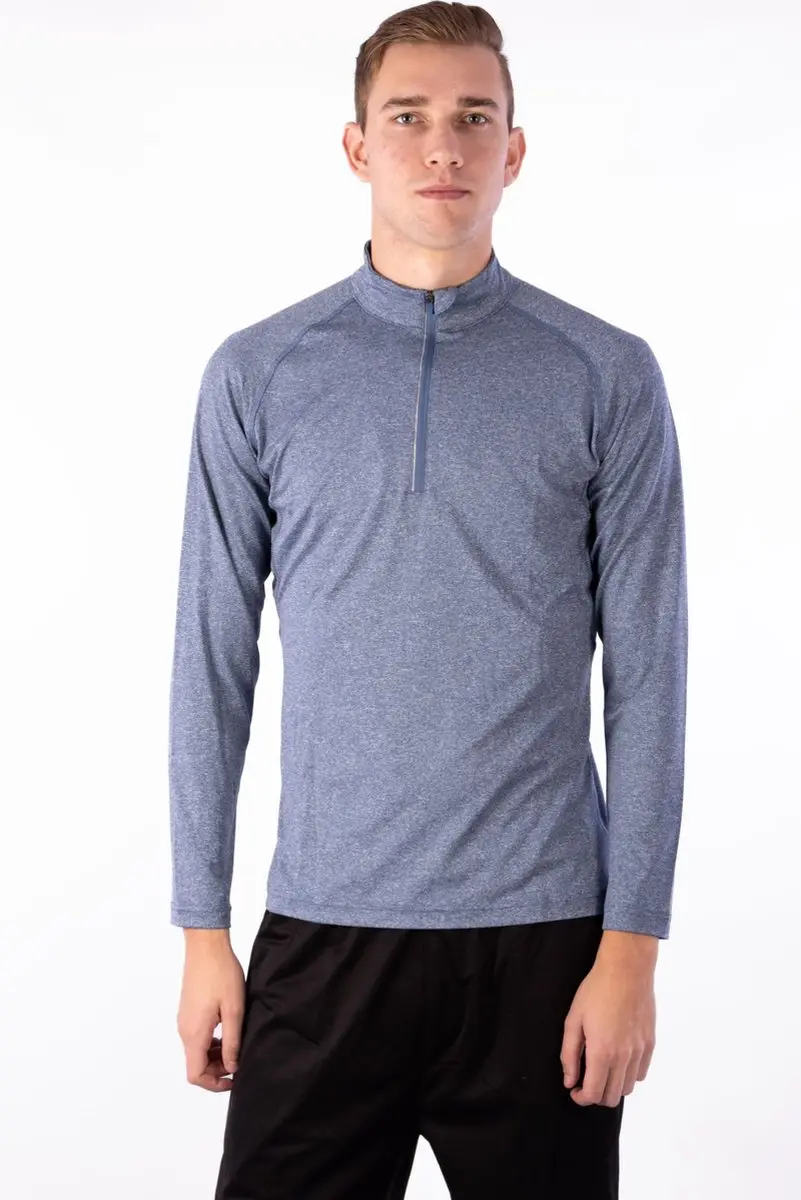 Avento Sportshirt Heren Lange Mouw - Marine/Zilver XL