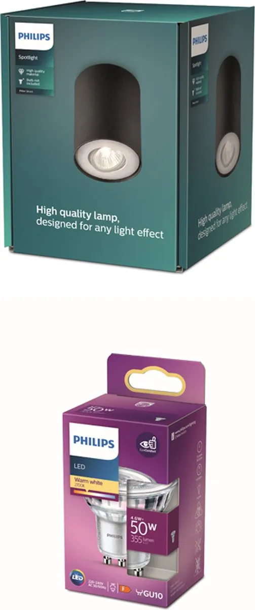 Philips Pillar Opbouwspot GU10 4.6W - Zwart