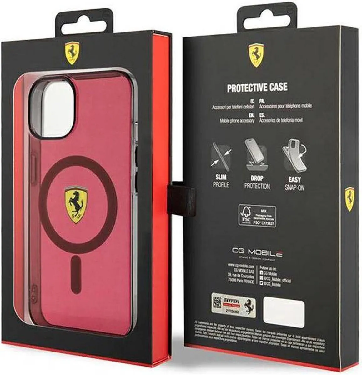 Ferrari Translucent Back Case MagSafe iPhone 14 - Rood