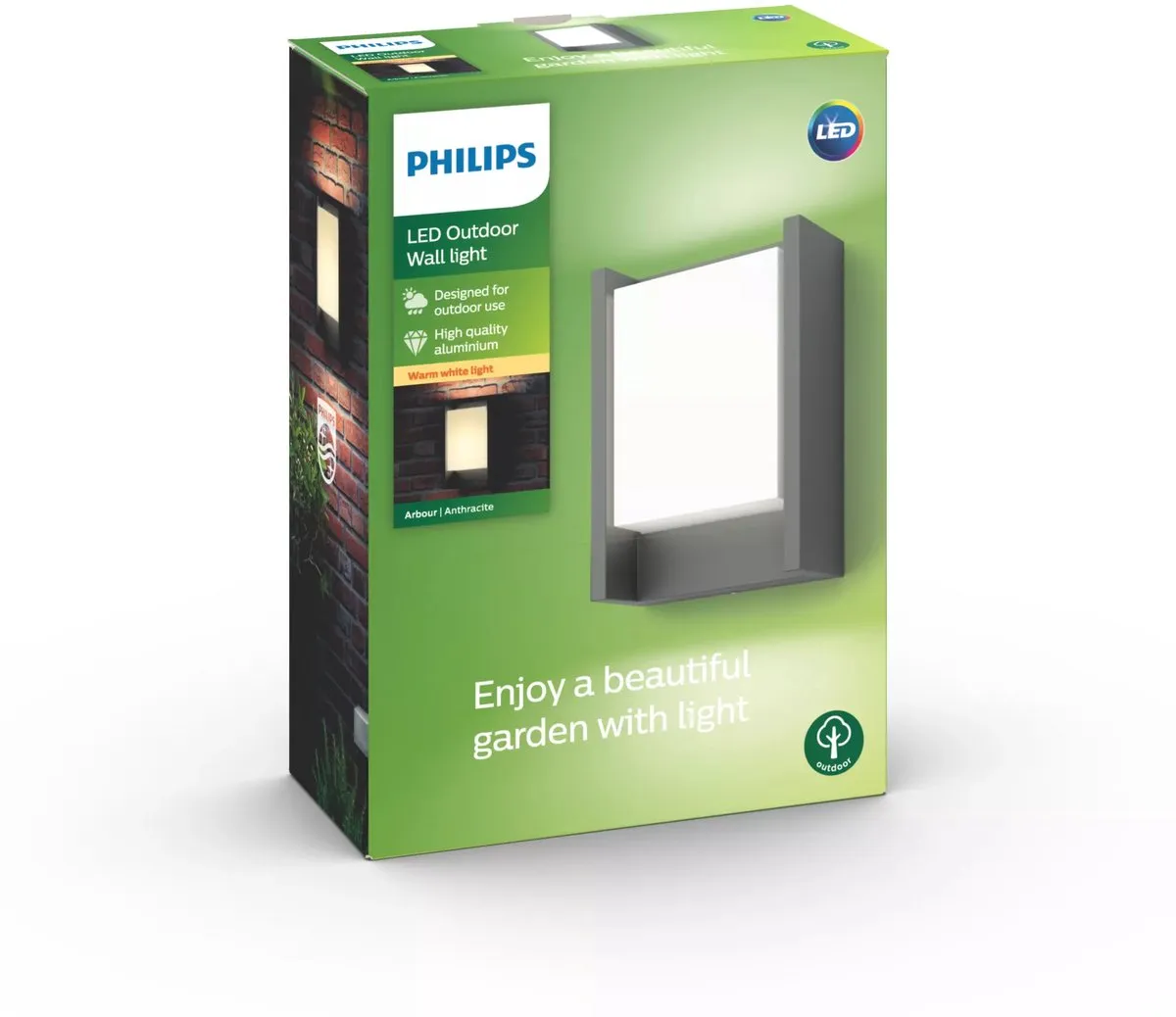 Philips Arbour Buitenwandlamp Warmwit - Grijs