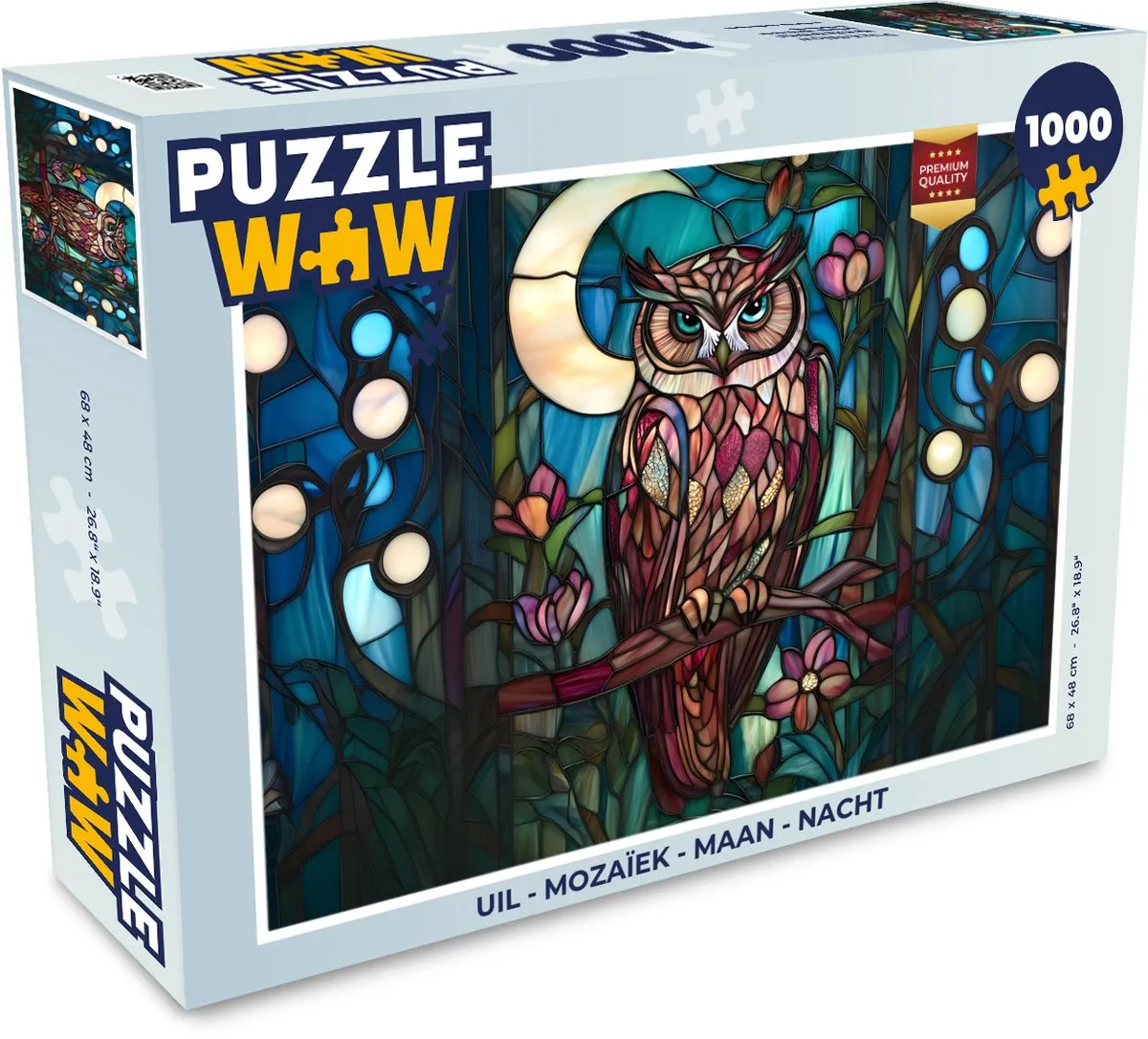 PuzzleWow Puzzel Uil Maan Mozaïek - 1000 Stuks