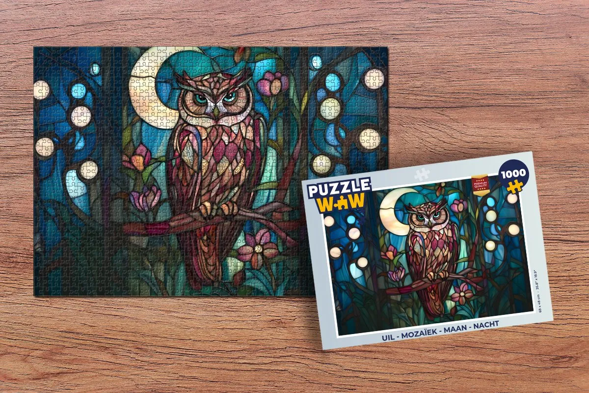 PuzzleWow Puzzel Uil Maan Mozaïek - 1000 Stuks