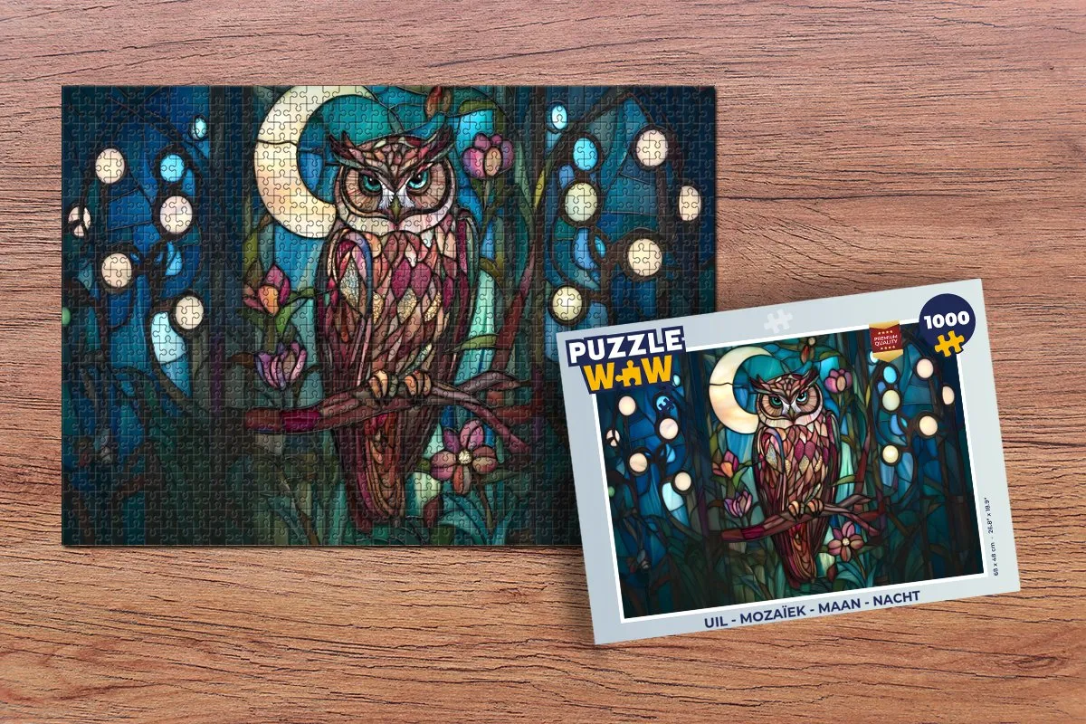 PuzzleWow Puzzel Uil Maan Mozaïek - 1000 Stuks