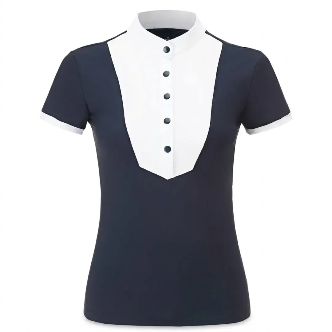 Marineblauw ruitershirt dames