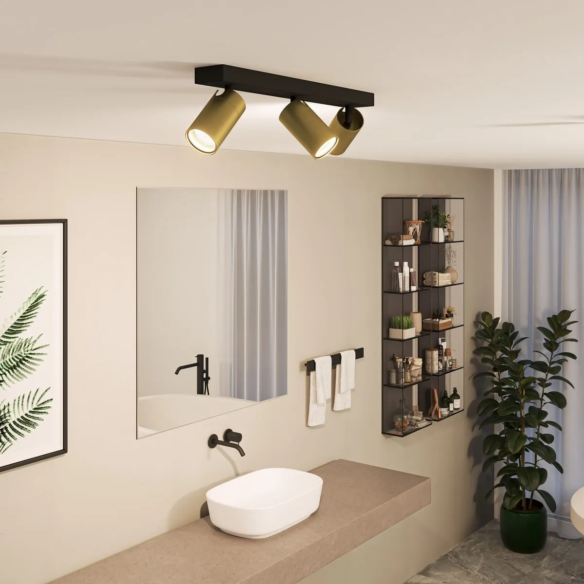 Philips Idris Opbouwspot 3x GU10 Warmwit - Zwart/Goud