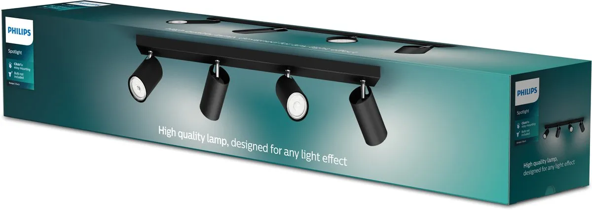 Philips Kosipo Opbouwspot 4-delig - Zwart