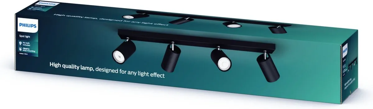 Philips Kosipo Opbouwspot 4-delig - Zwart