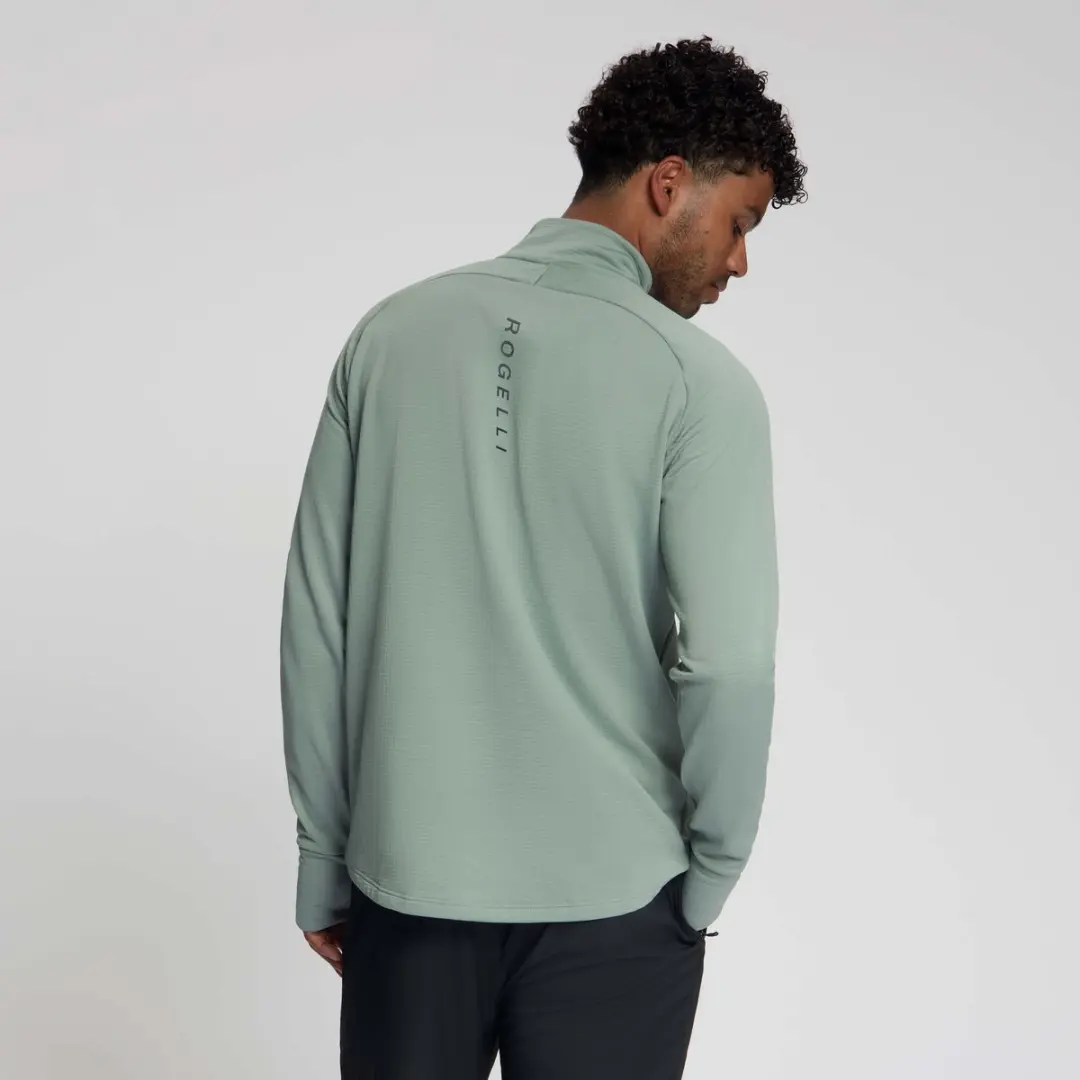 Rogelli Essential Heren Hardloopshirt Lange Mouw - Rits - Lichtgroen - afbeelding 4 van 6