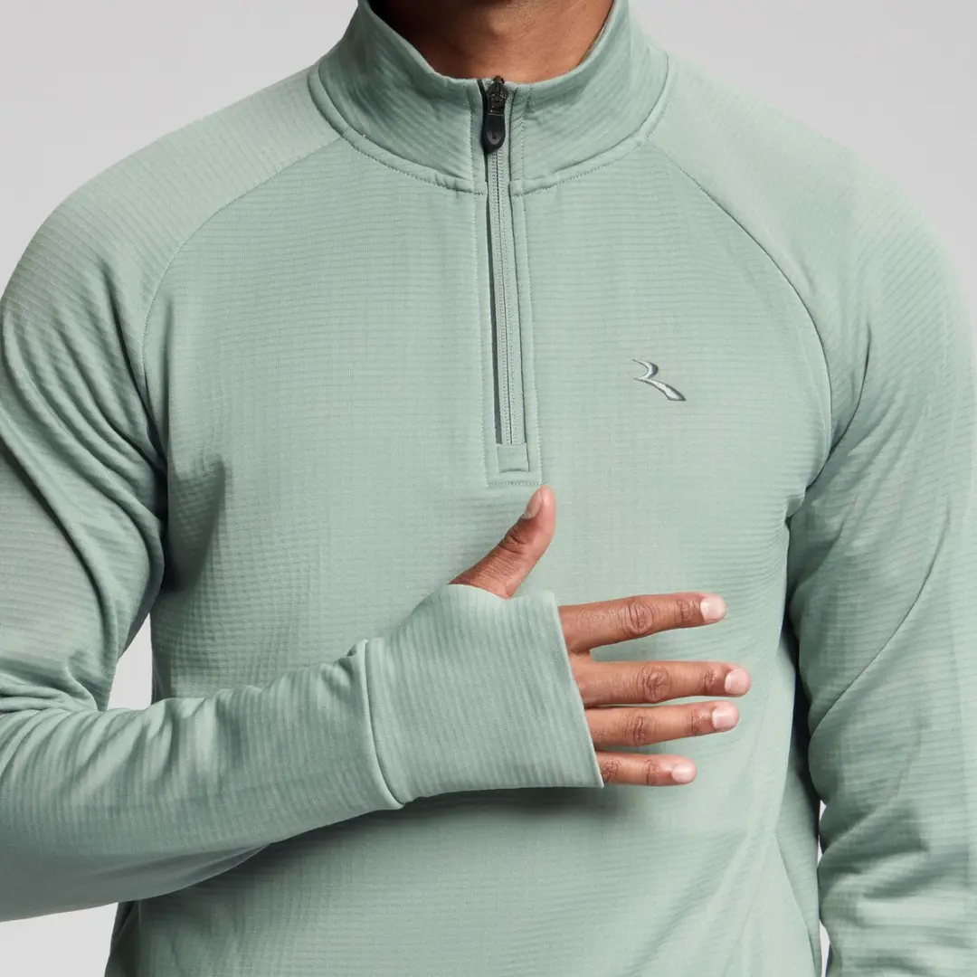 Rogelli Essential Heren Hardloopshirt Lange Mouw - Rits - Lichtgroen - afbeelding 3 van 6