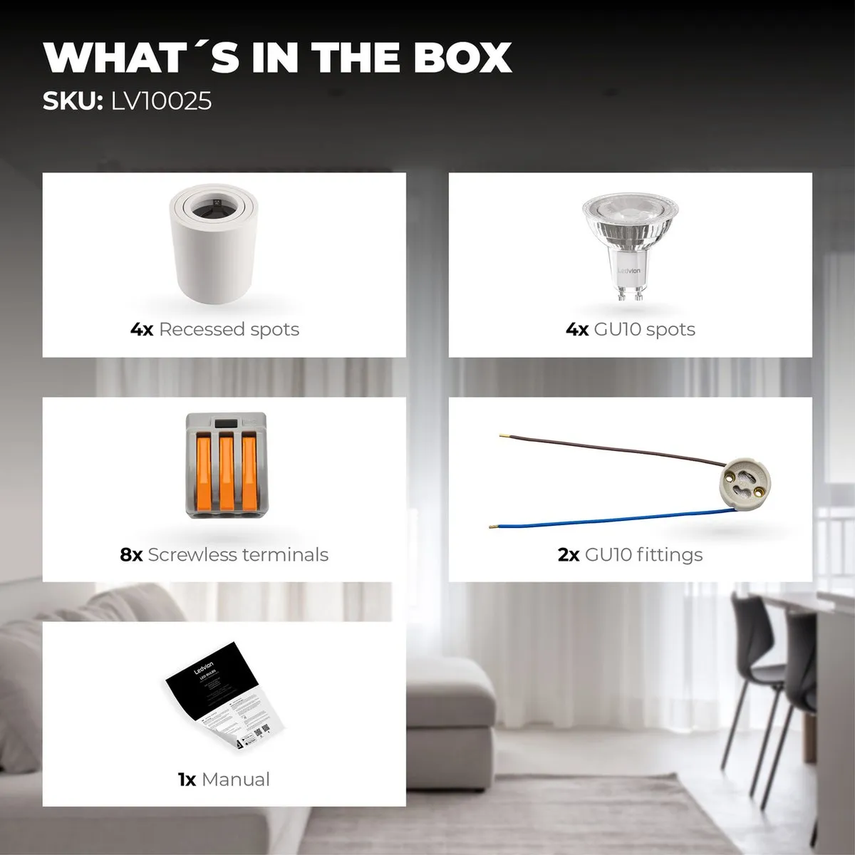 Ledvion 4x LED Opbouwspots 5W 2700K - Dimbaar Wit
