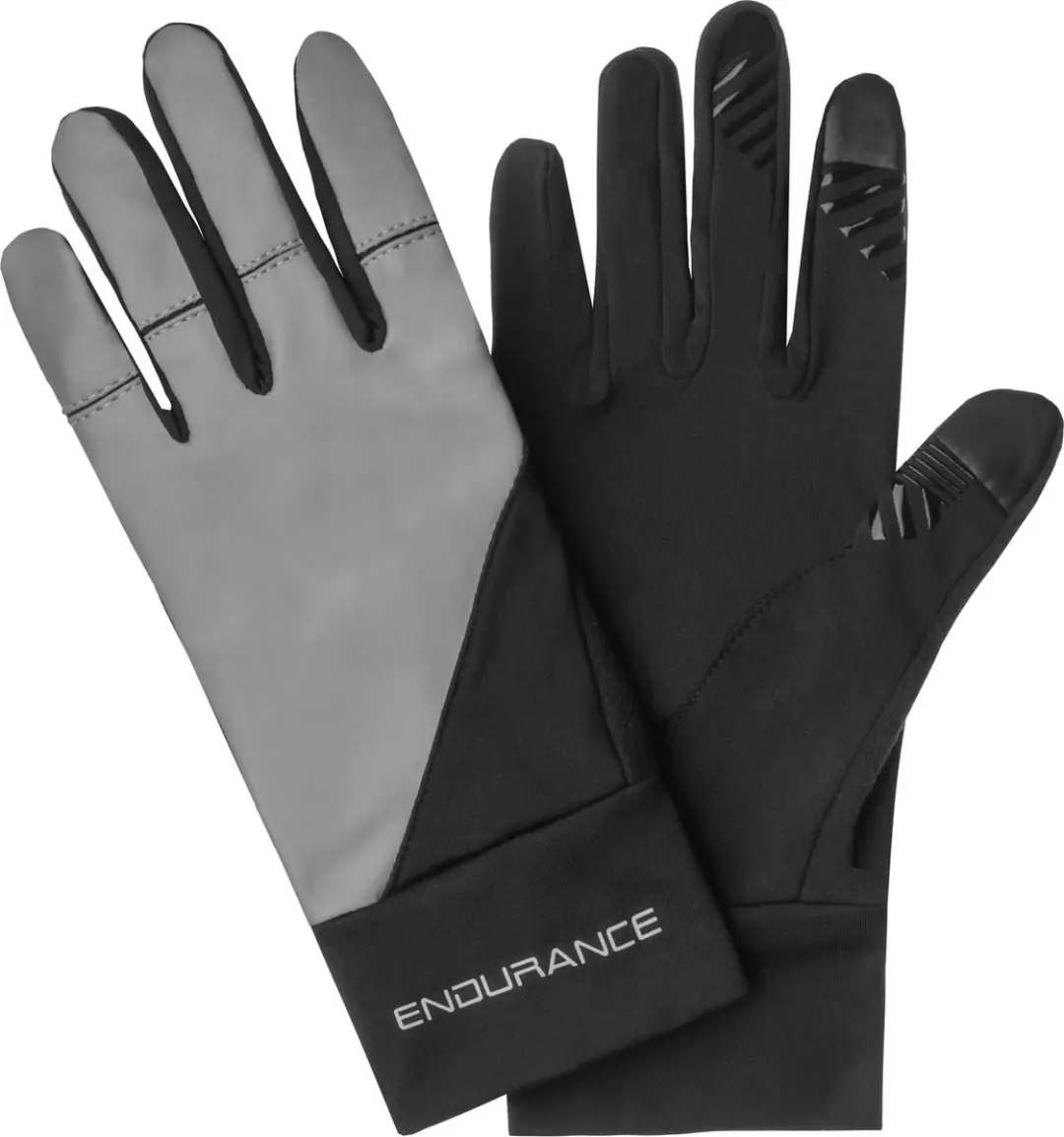 ENDURANCE Hardloop Handschoenen - L - Reflecterend Zwart