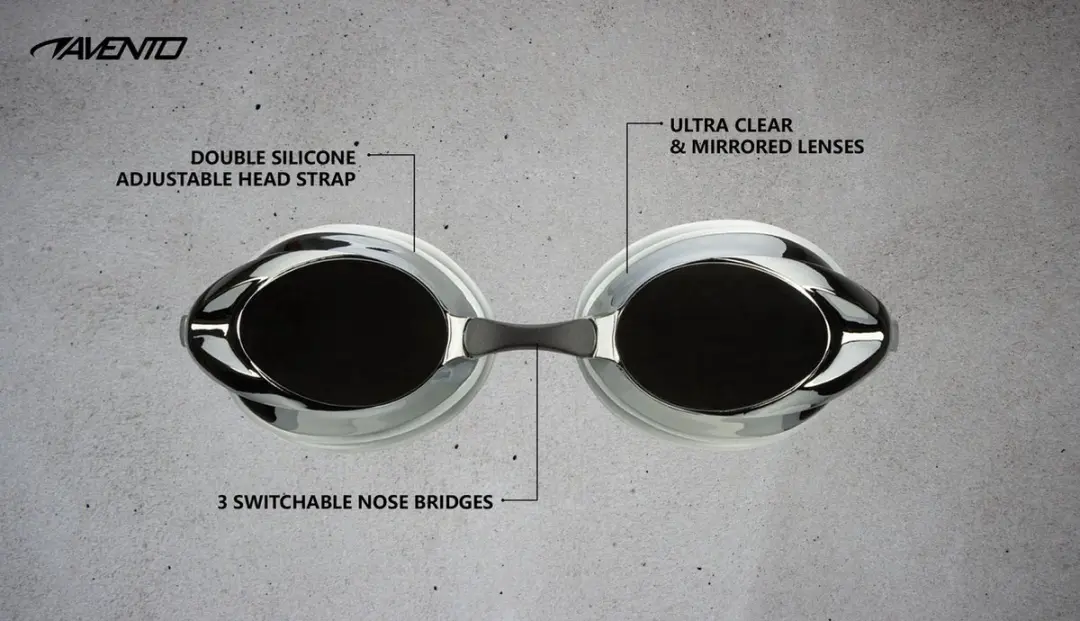 Avento Zwembril Racing Volwassenen - Zilver/Zwart