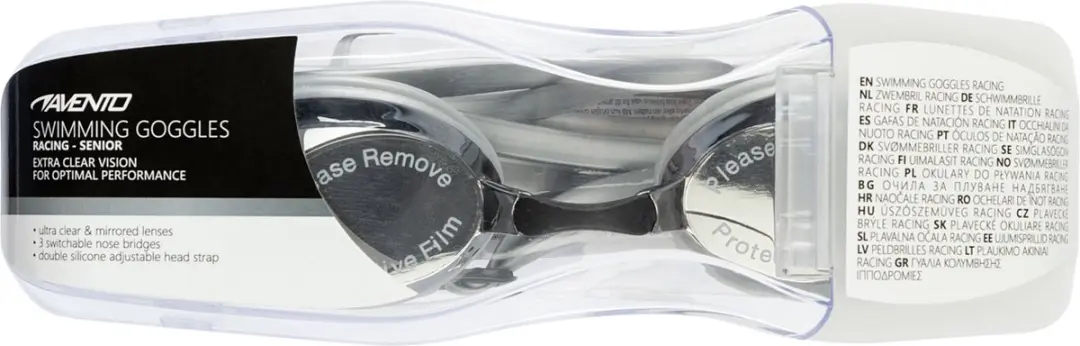 Avento Zwembril Racing Volwassenen - Zilver/Zwart