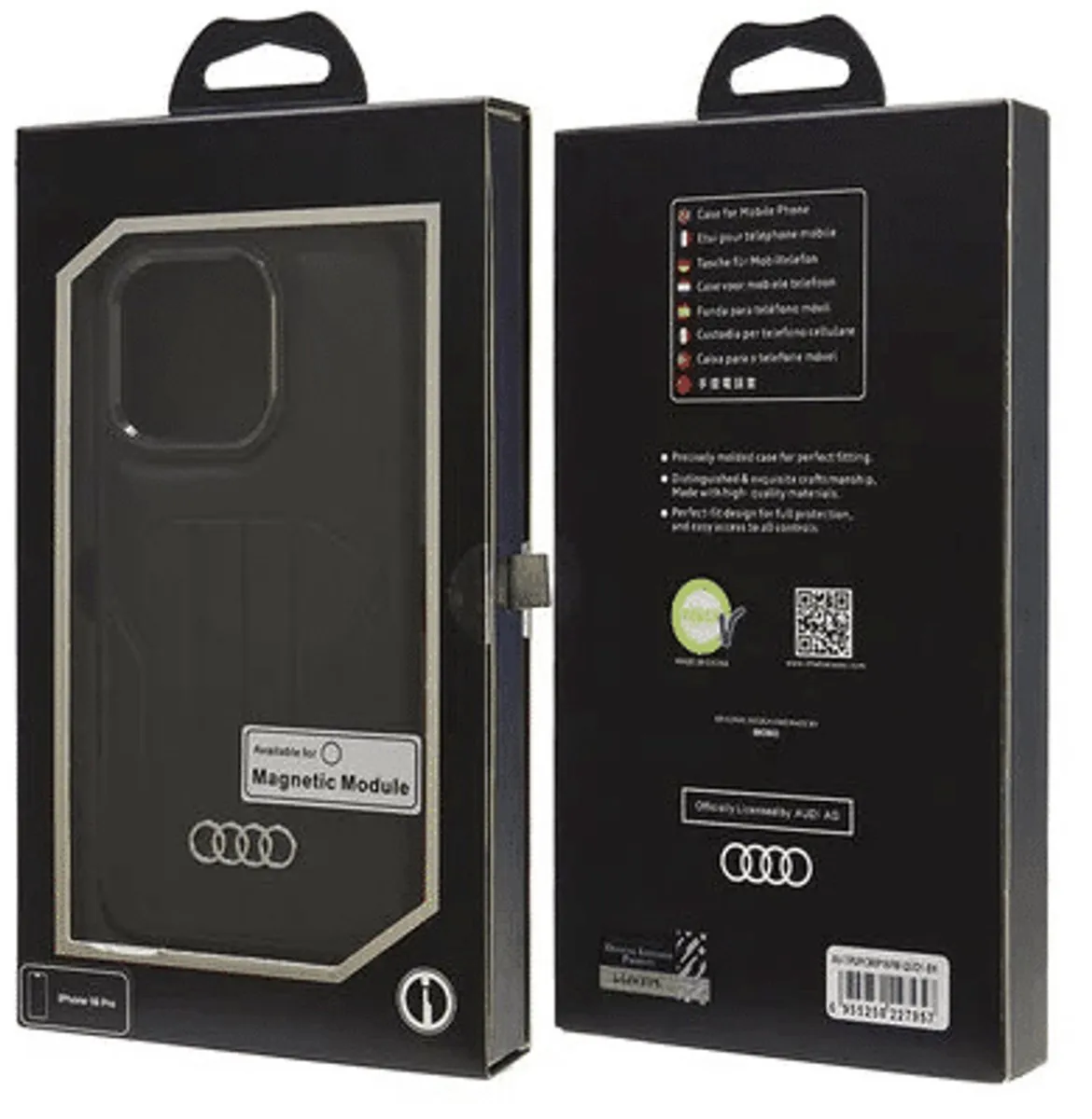 Audi Backcover iPhone 16 Pro Max - Synthetic Leer - Zwart