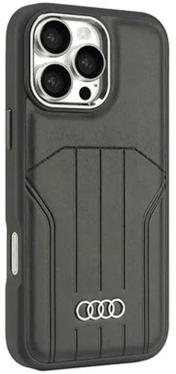 Audi Backcover iPhone 16 Pro Max - Synthetic Leer - Zwart