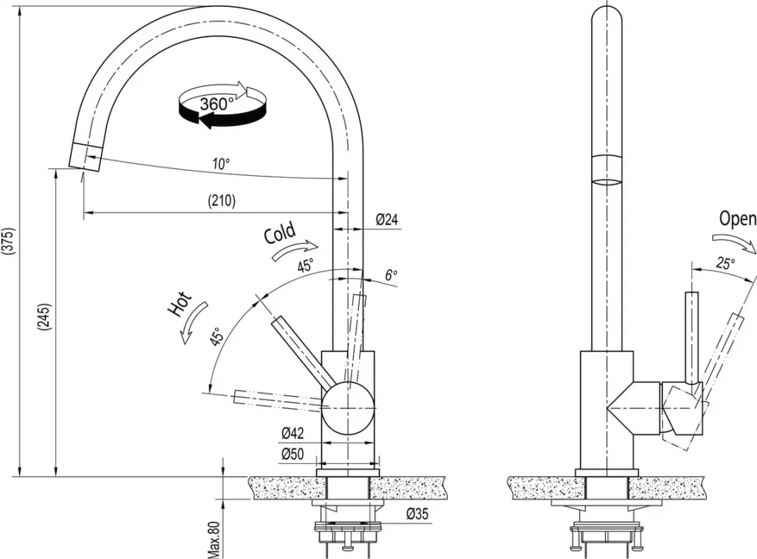 Inventum IMK601ZWA Keukenkraan - Zwart - afbeelding 2 van 4