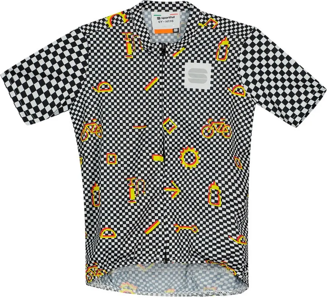 Sportful CHECKMATE KID Fietsshirt Black White Cedar