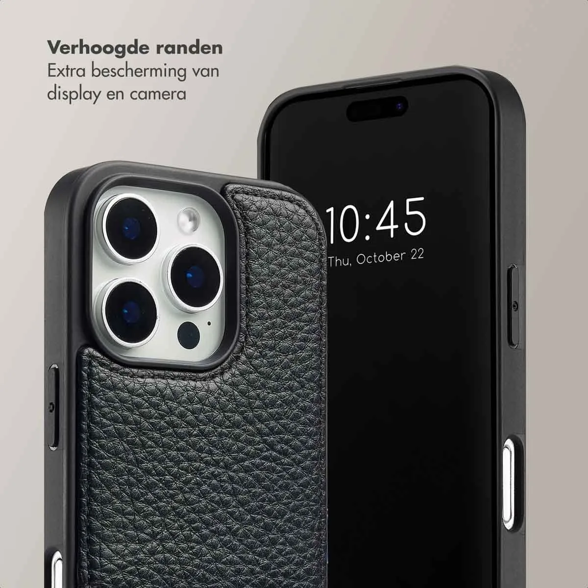 Selencia Hoesje iPhone 16 Pro - Backcover met koord - 2 Pasjes - Zwart