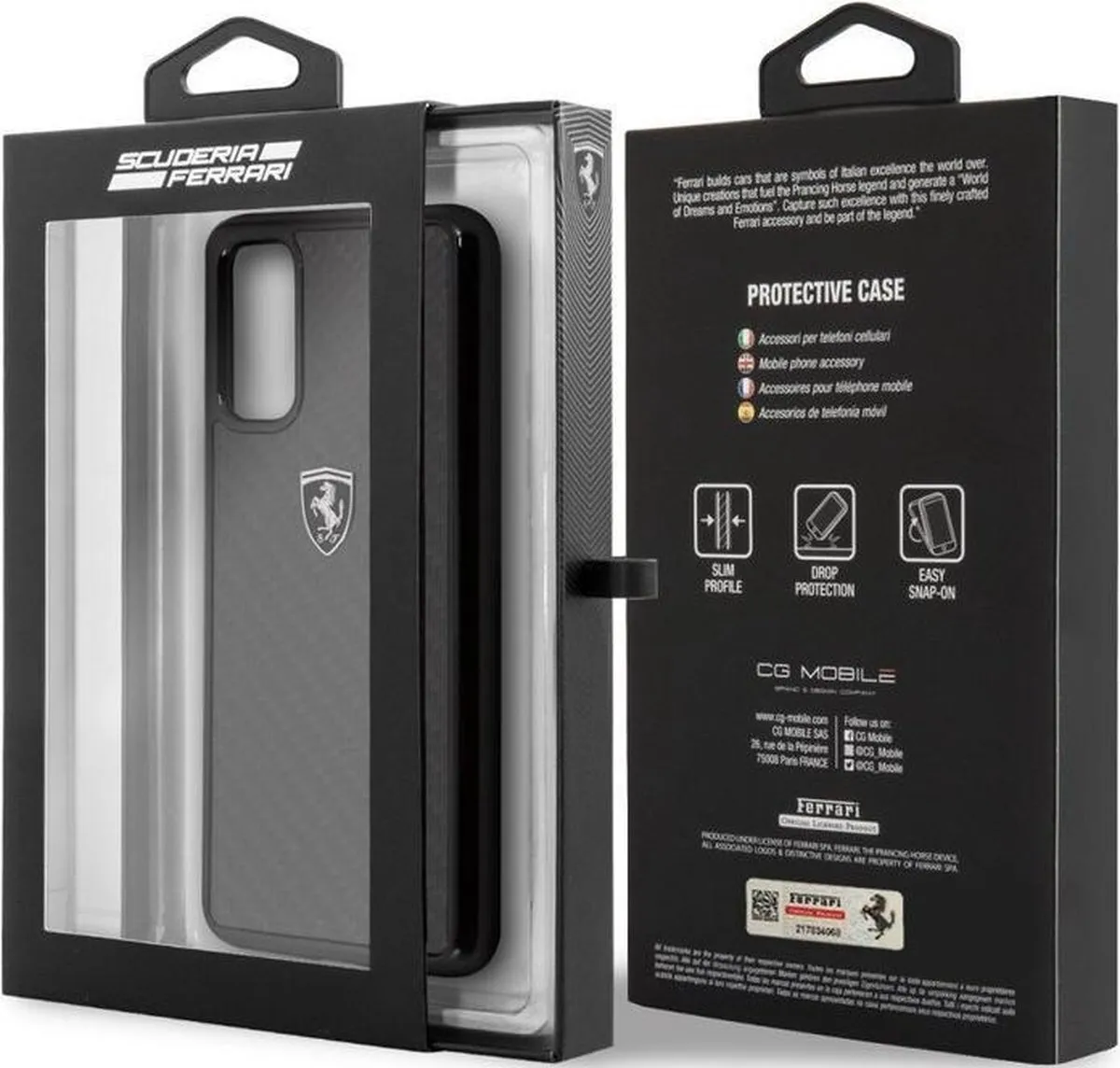 Ferrari SF Carbon Back Case Samsung Galaxy S20 - Zwart