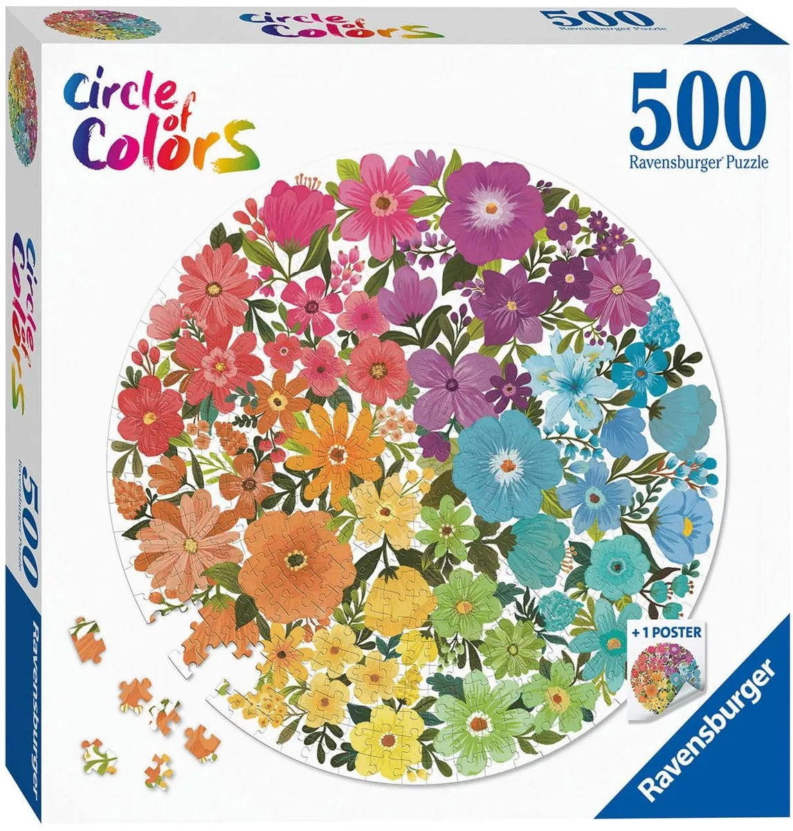Ravensburger Round Puzzle Circle of Colors Flowers 500 Stuks - Multicolor
