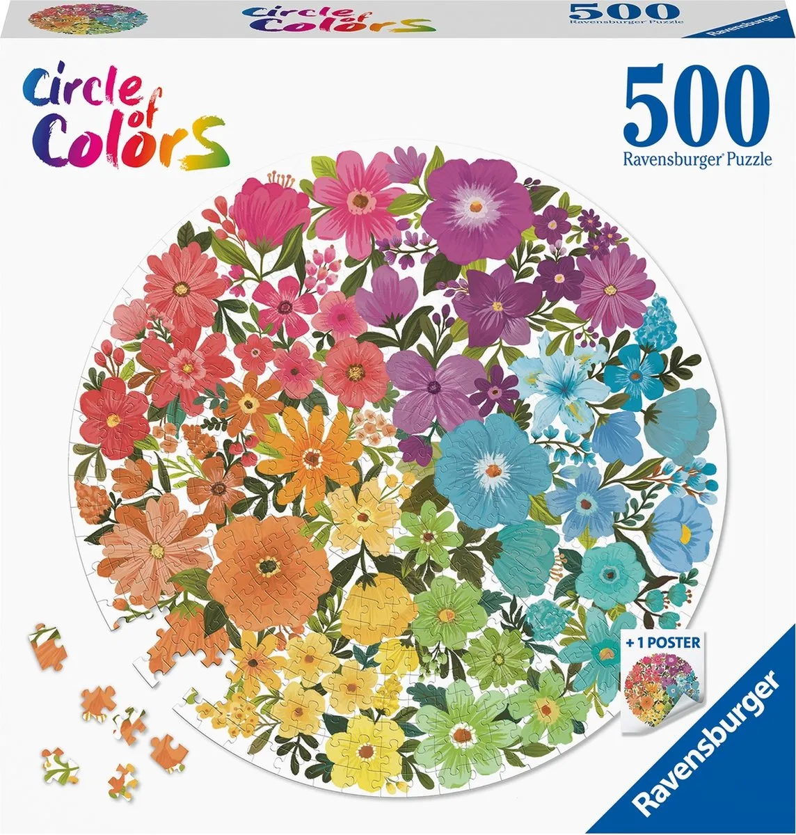 Ravensburger Round Puzzle Circle of Colors Flowers 500 Stuks - Multicolor