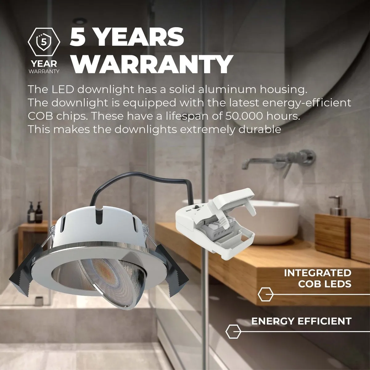 Ledvion - 6X LED Inbouwspot - RVS - Dimbaar - 5W - IP65 - CCT - COB - Ø75mm