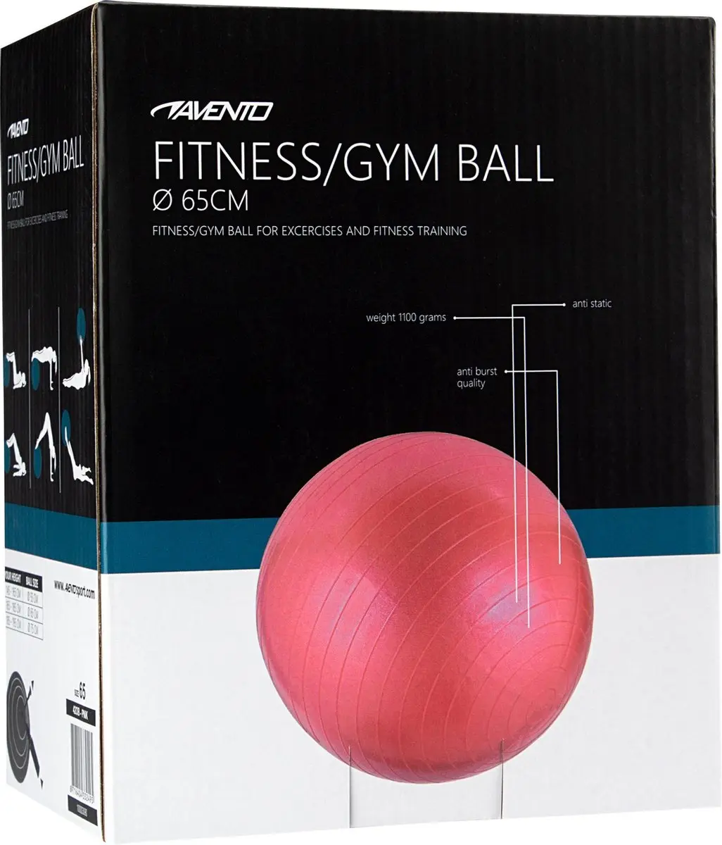 Avento Fitnessbal Ø65cm - Roze - afbeelding 6 van 6