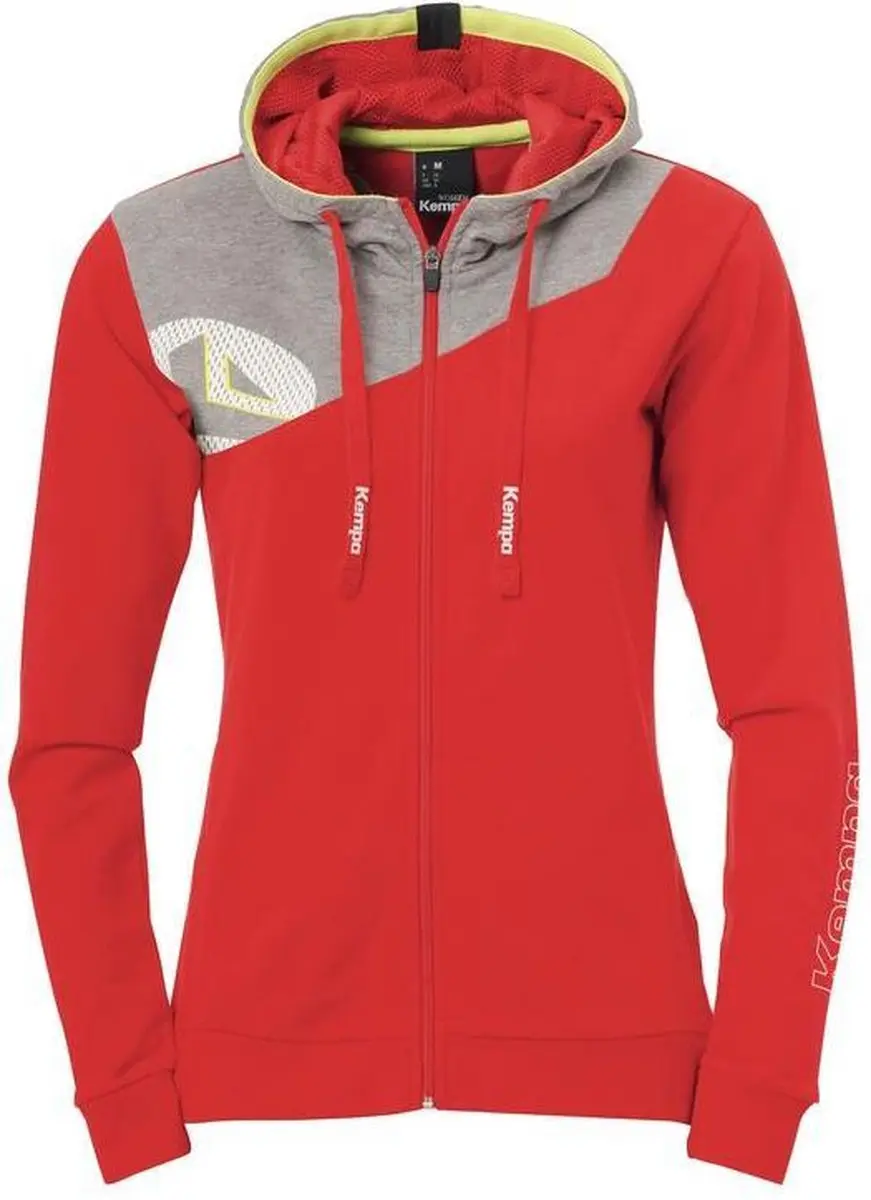 Kempa Core 2.0 Hood Jacket Dames Rood-Donker Grijs Melange Maat S