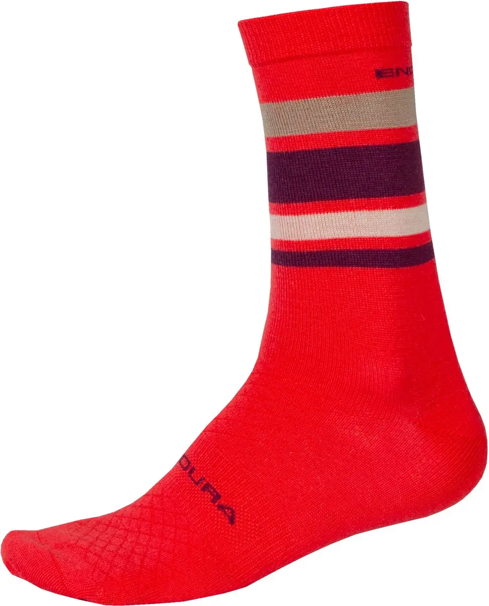 Endura Baabaa Merino Stripe Sock Pomegranate