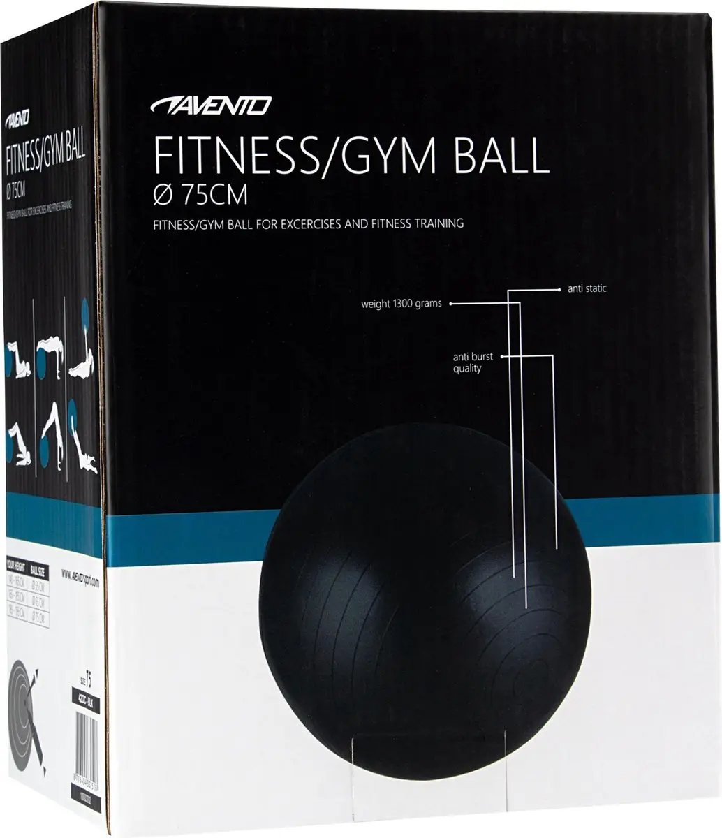 Avento Fitnessbal Ø75cm - Zwart