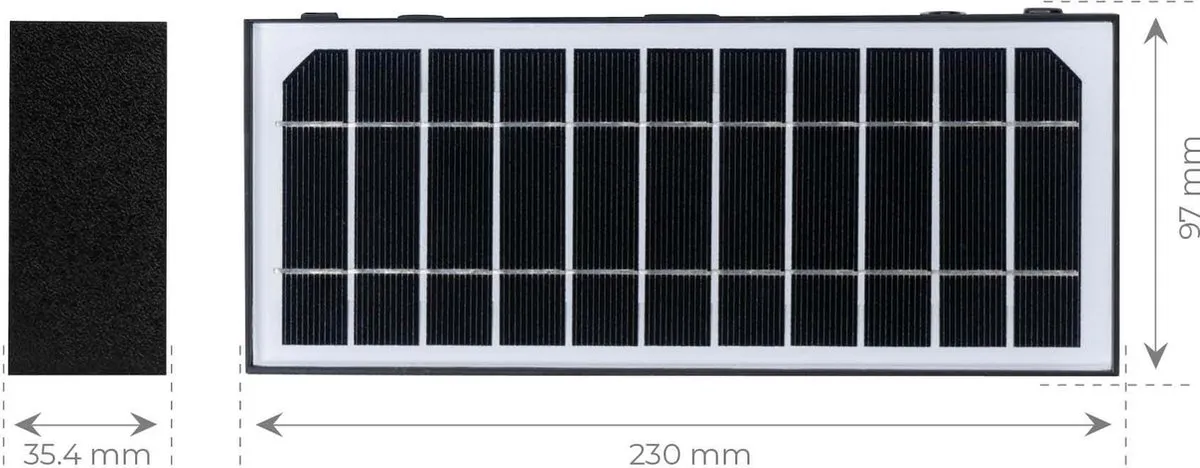 LEDVION Solar LED Wandlamp 6W 3000K IP65 - Zwart - afbeelding 6 van 6
