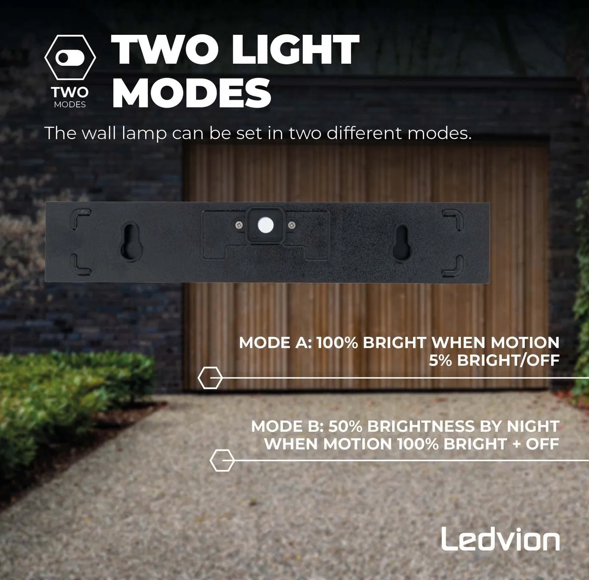 LEDVION Solar LED Wandlamp 6W 3000K IP65 - Zwart