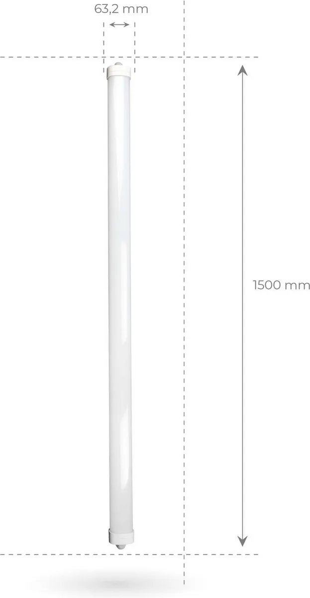 Ledvion 3x LED TL Armatuur 150cm 48W 6500K - IP65 - Grijs