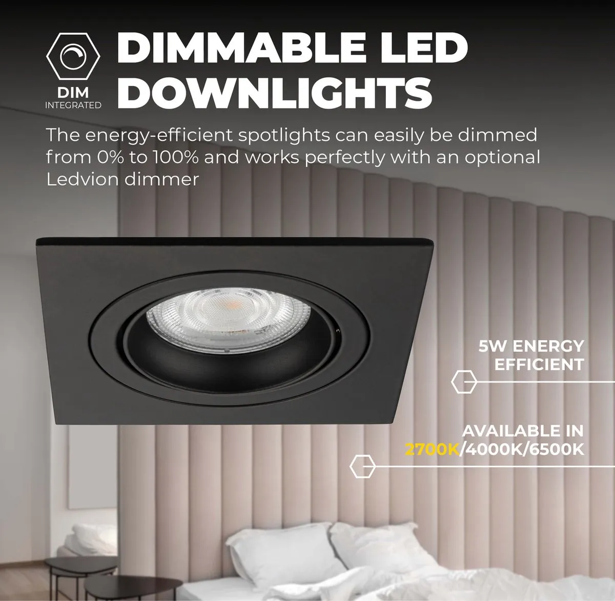 Ledvion Sevilla Inbouwspot 3W - 2700K - Ø92mm - Zwart - afbeelding 6 van 6