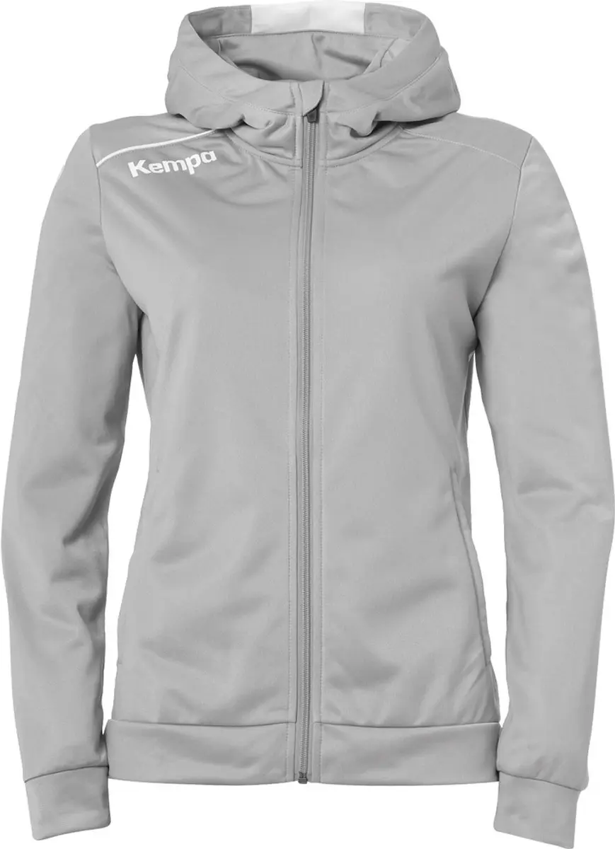 Kempa Player Hood Jacket Dames Donker Grijs Melange-Wit Maat S
