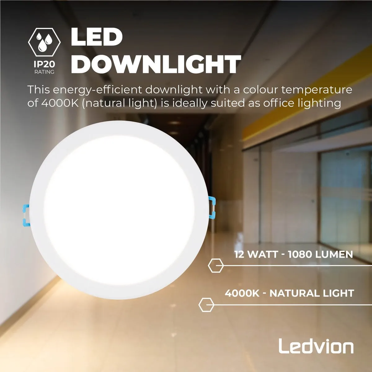 LEDVION LED Inbouwspot Ø140mm 12W 4000K - Wit
