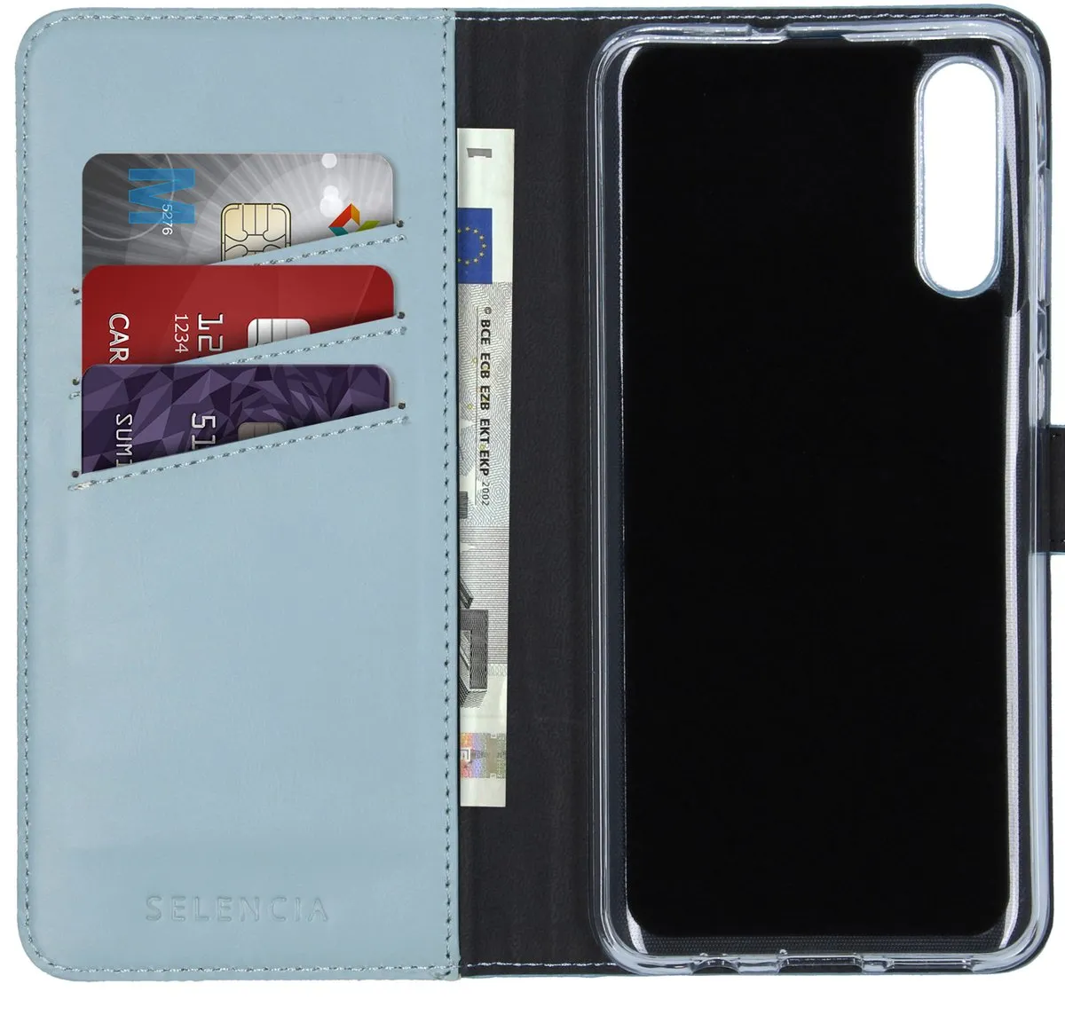 Selencia Echt Lederen Bookcase Hoesje - Samsung Galaxy A30s/A50 - Lichtblauw