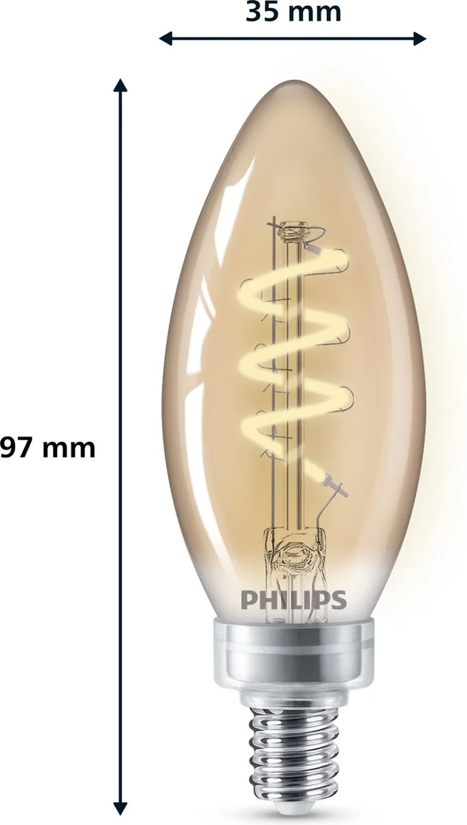 Philips Vintage LED Kaarslamp - 25W - 2200K - E14 - Amber