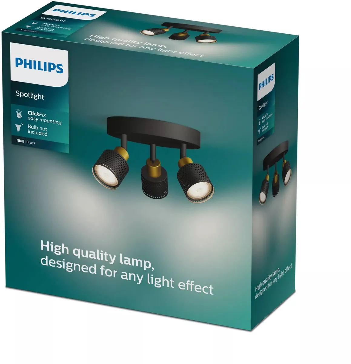 Philips Niall Spot Plafondspot 3x5W - Zwart/Messing