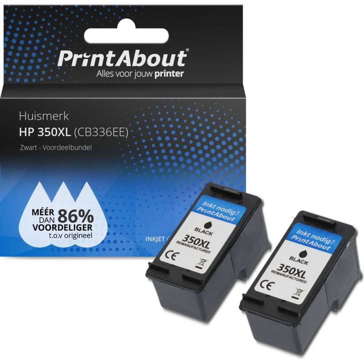 PrintAbout Inktcartridge CB336EE Zwart