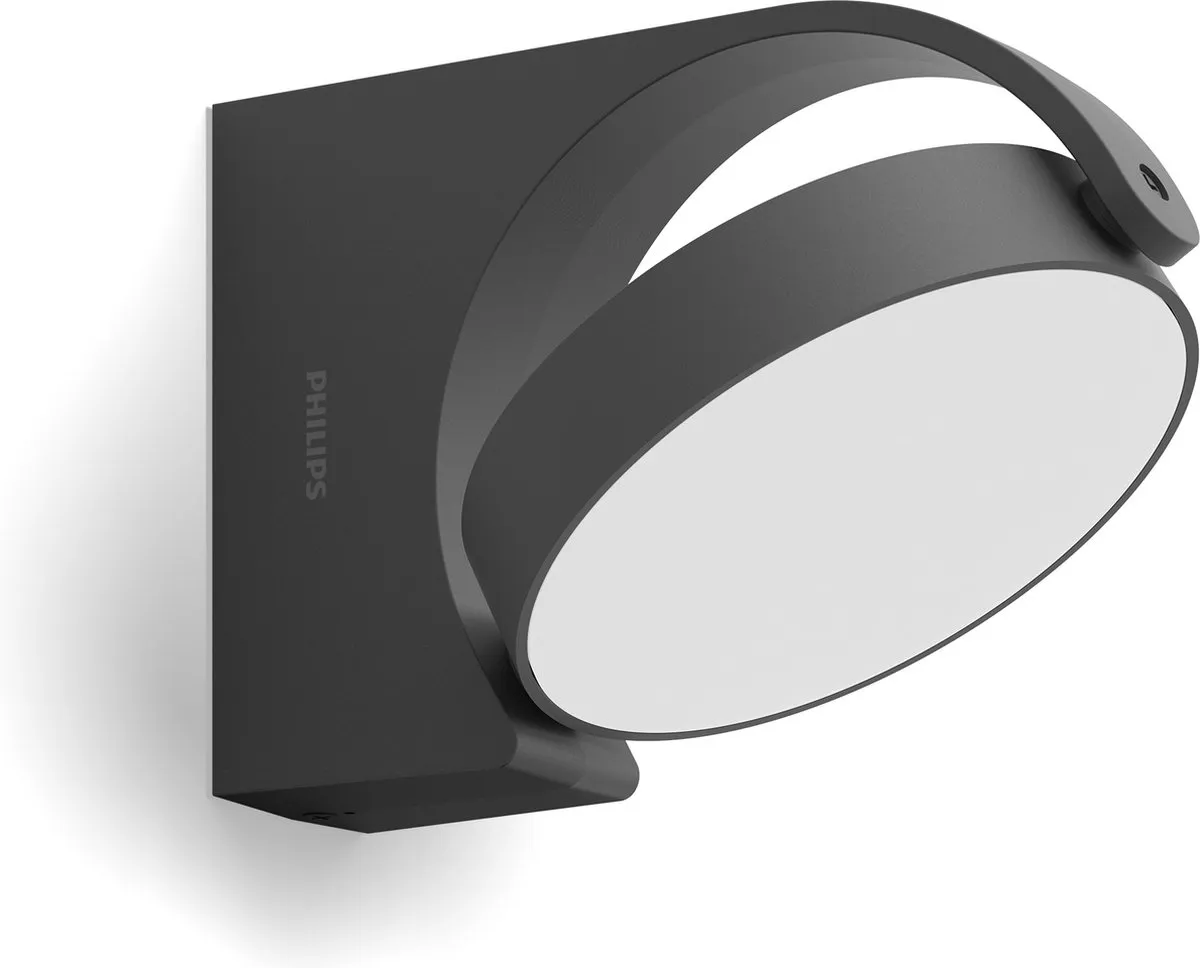 Philips LED Mimosa Wandlamp 7W - Antraciet - Warmwit