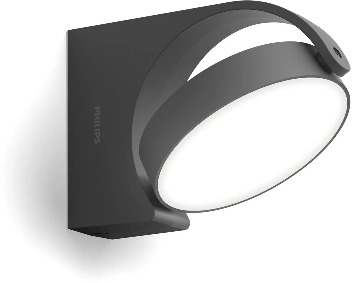 Philips LED Mimosa Wandlamp 7W - Antraciet - Warmwit
