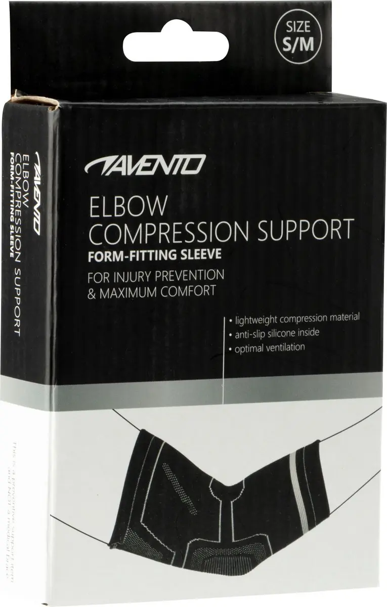 Avento Elleboog Compressiebandage L/XL - Zwart/Zilvergrijs
